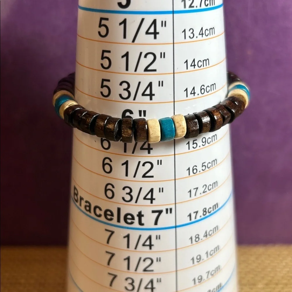 Wood Bead Bracelet and Braided Leather Bracelet with Colorful Design Bundle (F)